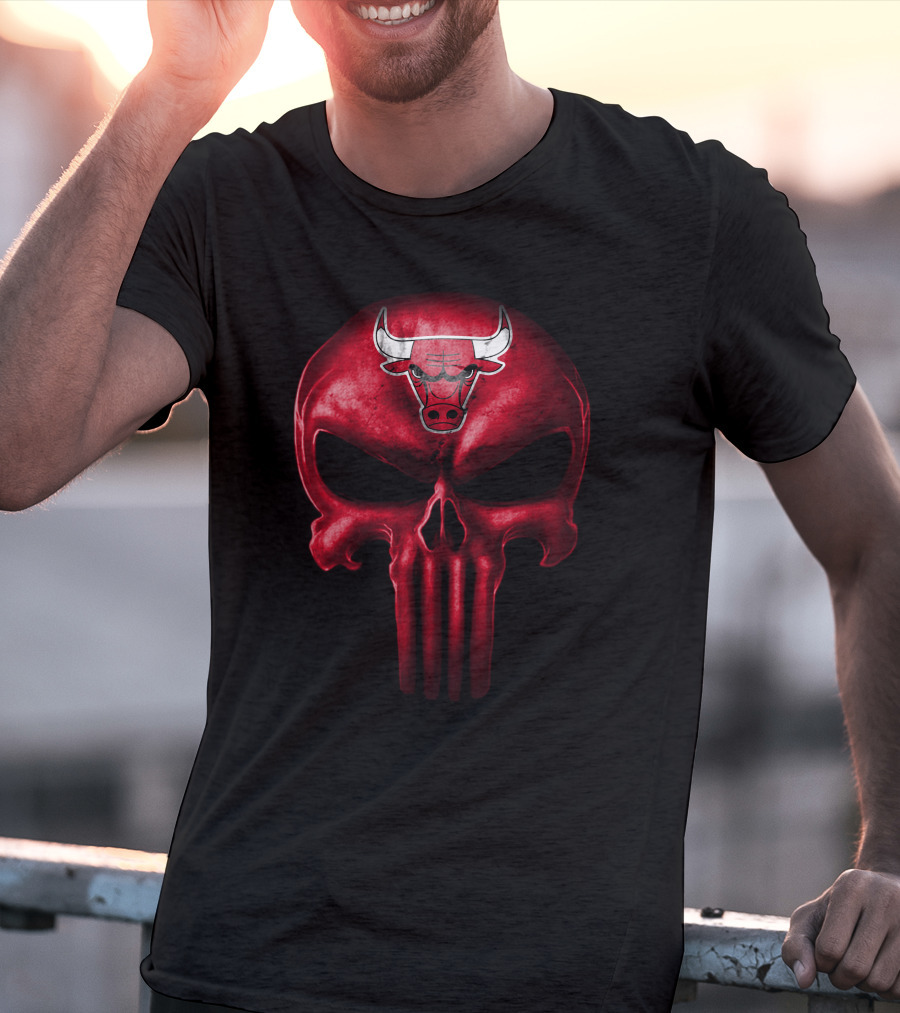 Chicago Bulls Logo Red Skull T-Shirt
