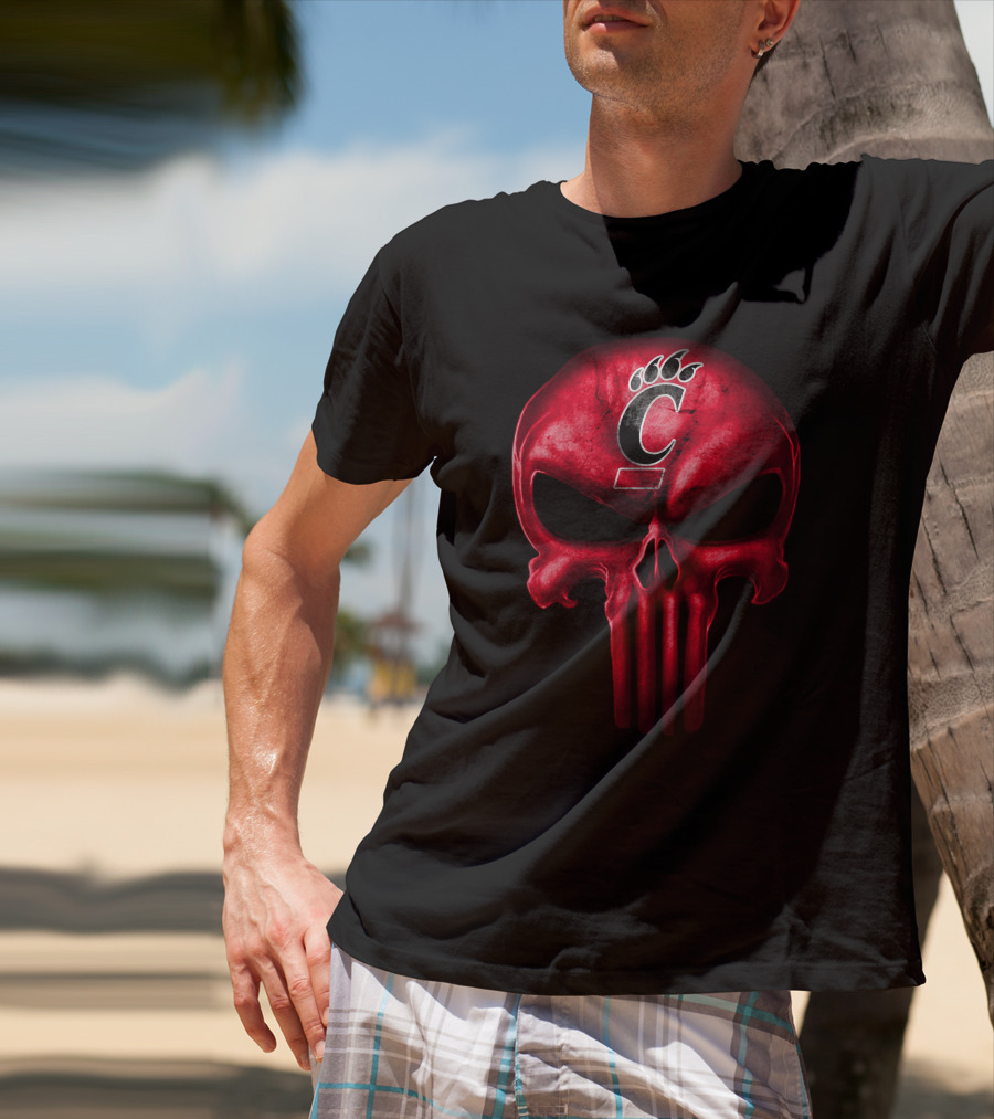 Cincinnati Bearcats Punisher Skull T-Shirt