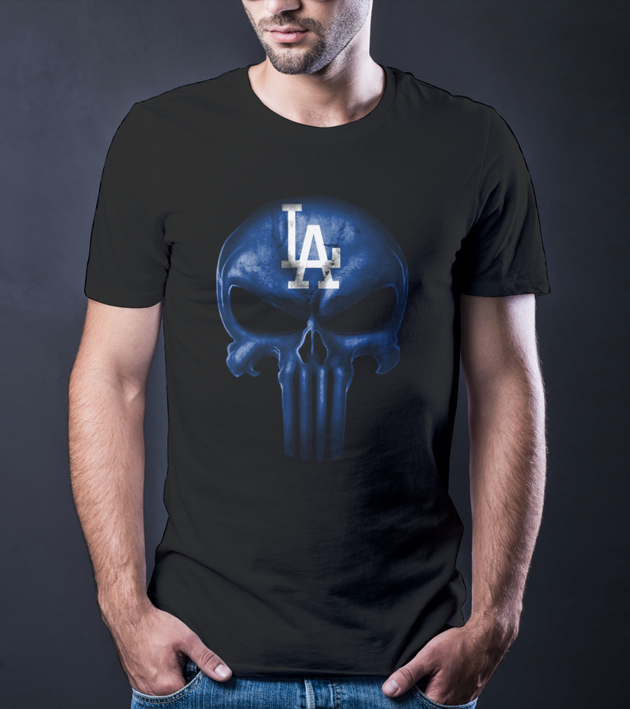 Los Angeles Dodgers Skull Logo Blue T-Shirt