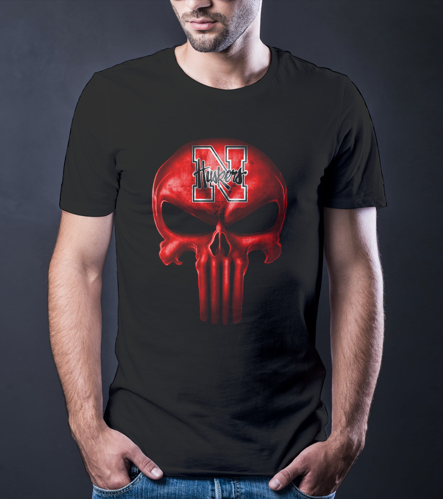 Nebraska Cornhuskers N Huskers Skull T-Shirt