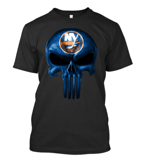 New York Islanders Skull Logo Dark Blue Punisher Style T-Shirt