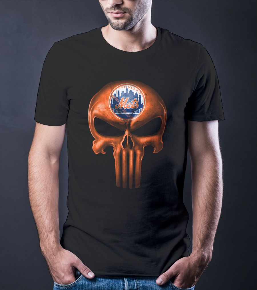 New York Mets Skull Logo Dark T-Shirt
