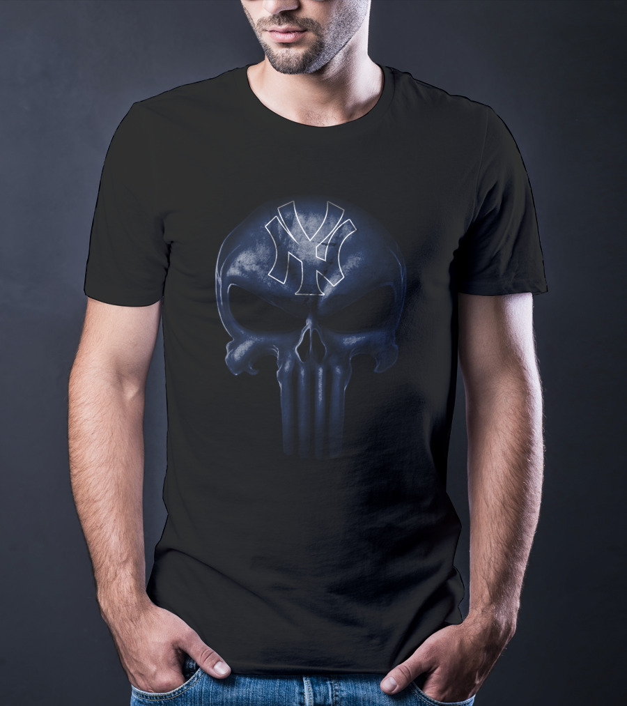 New York Yankees Skull Inspired Dark Blue T-Shirt