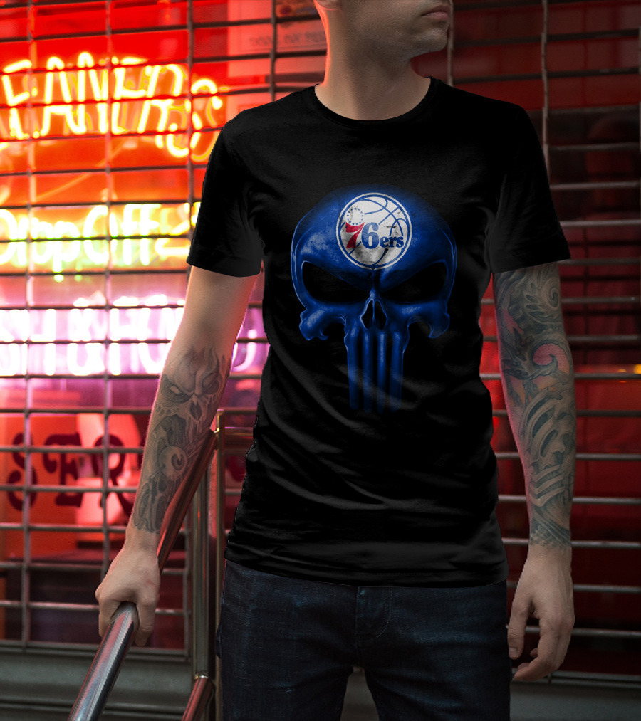 Philadelphia 76ers Punisher Skull T-Shirt