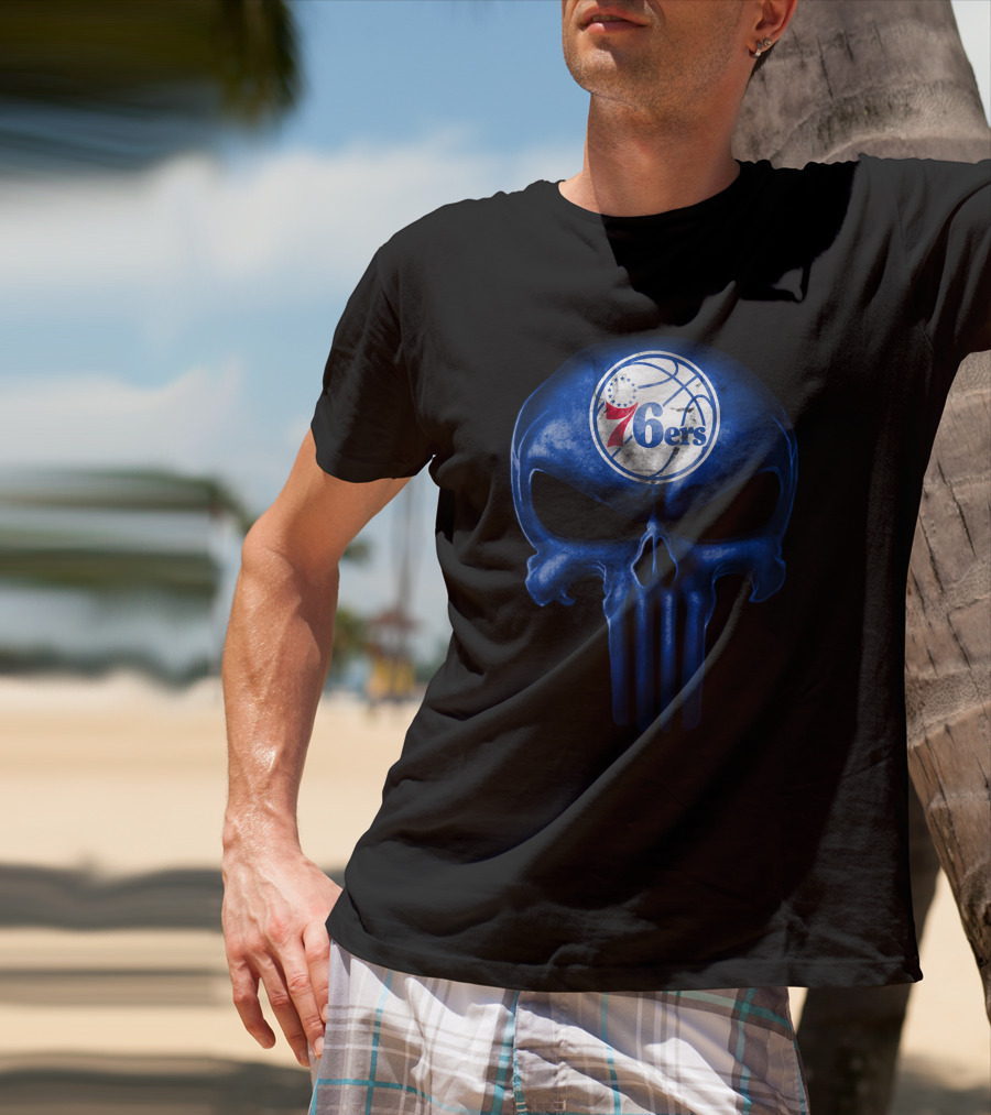 Philadelphia 76ers Punisher Skull T-Shirt