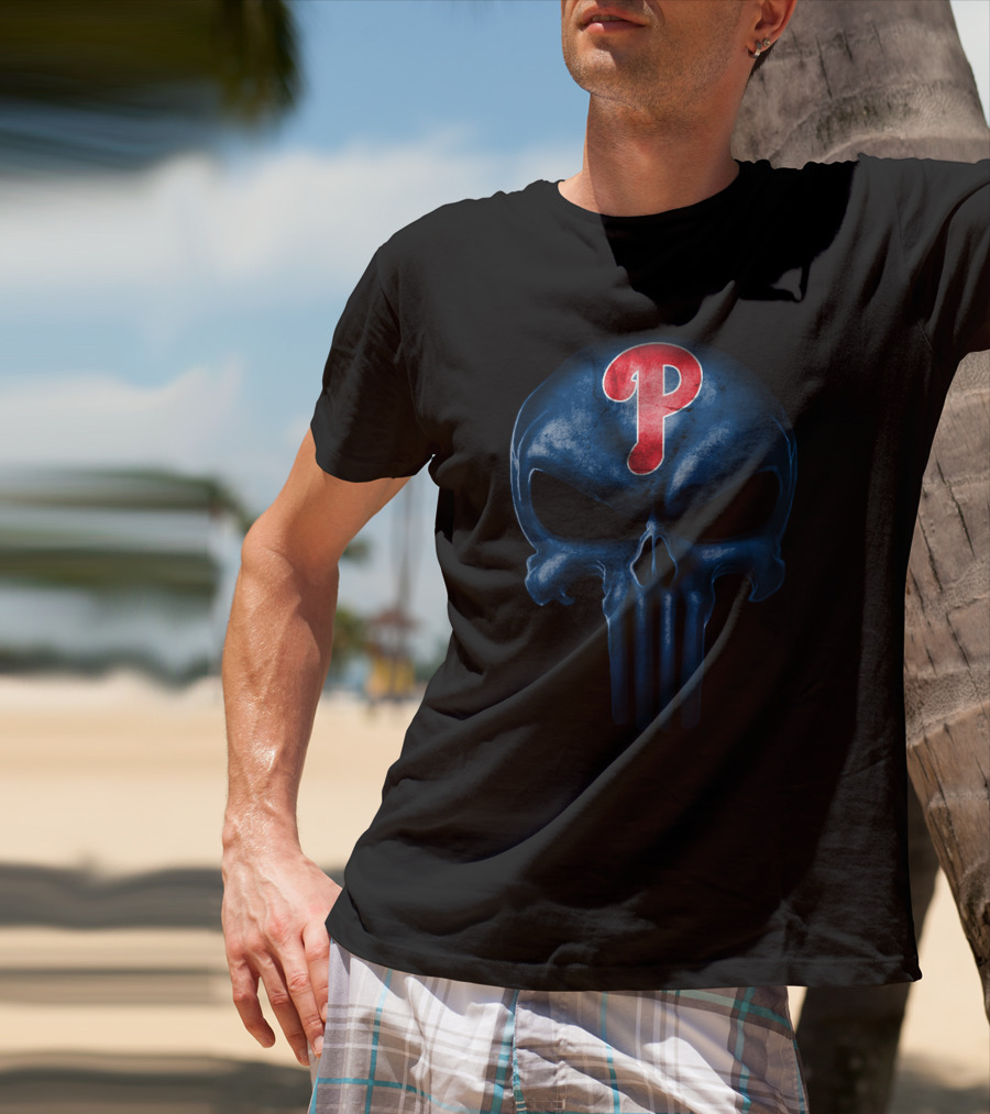 Philadelphia Phillies P Punisher Skull T-Shirt