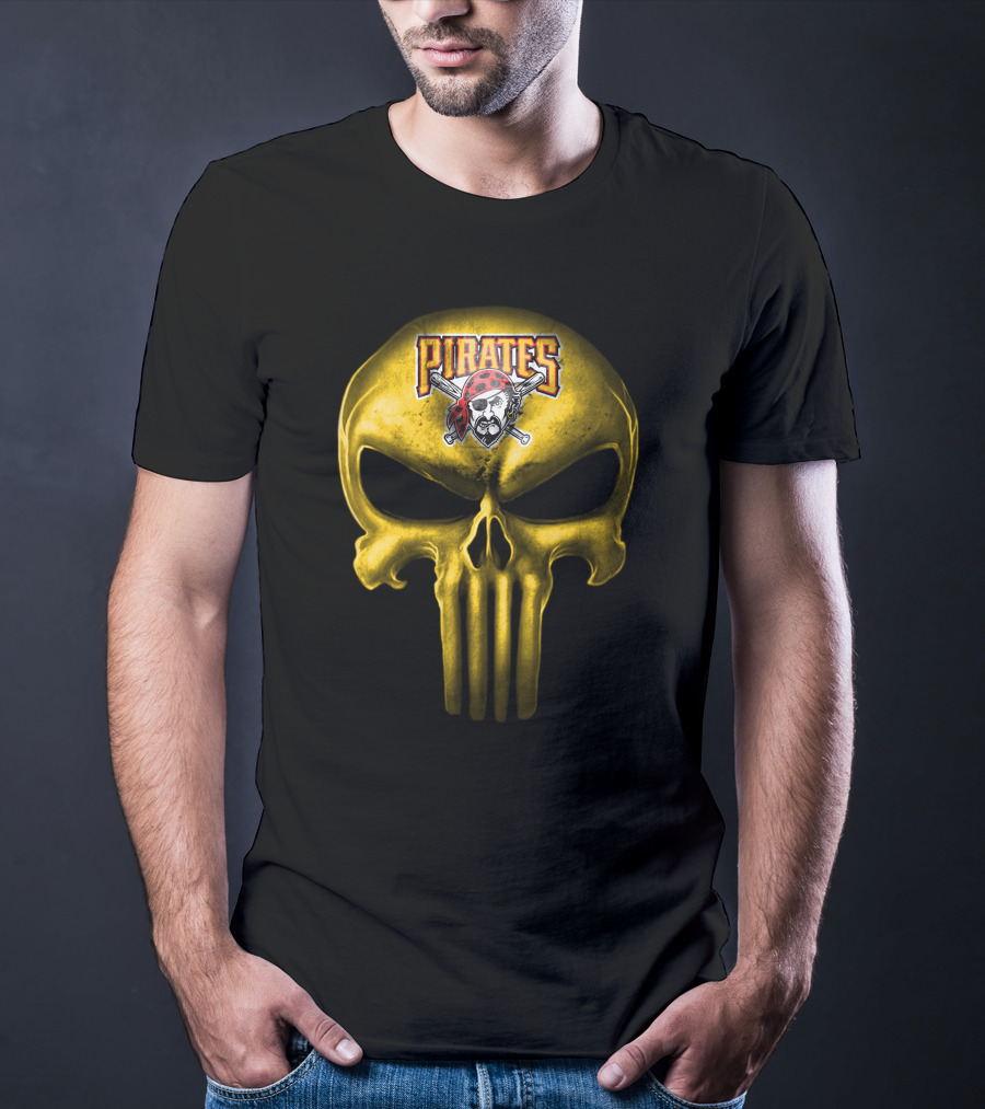 Pittsburgh Pirates Skull Punisher Logo Mashup T-Shirt