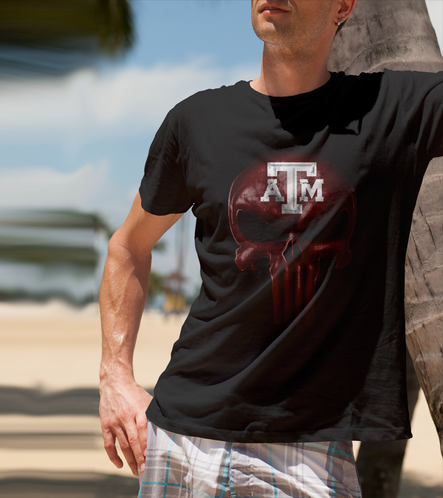 Texas A&M Aggies Skull Atm Logo Dark T-Shirt