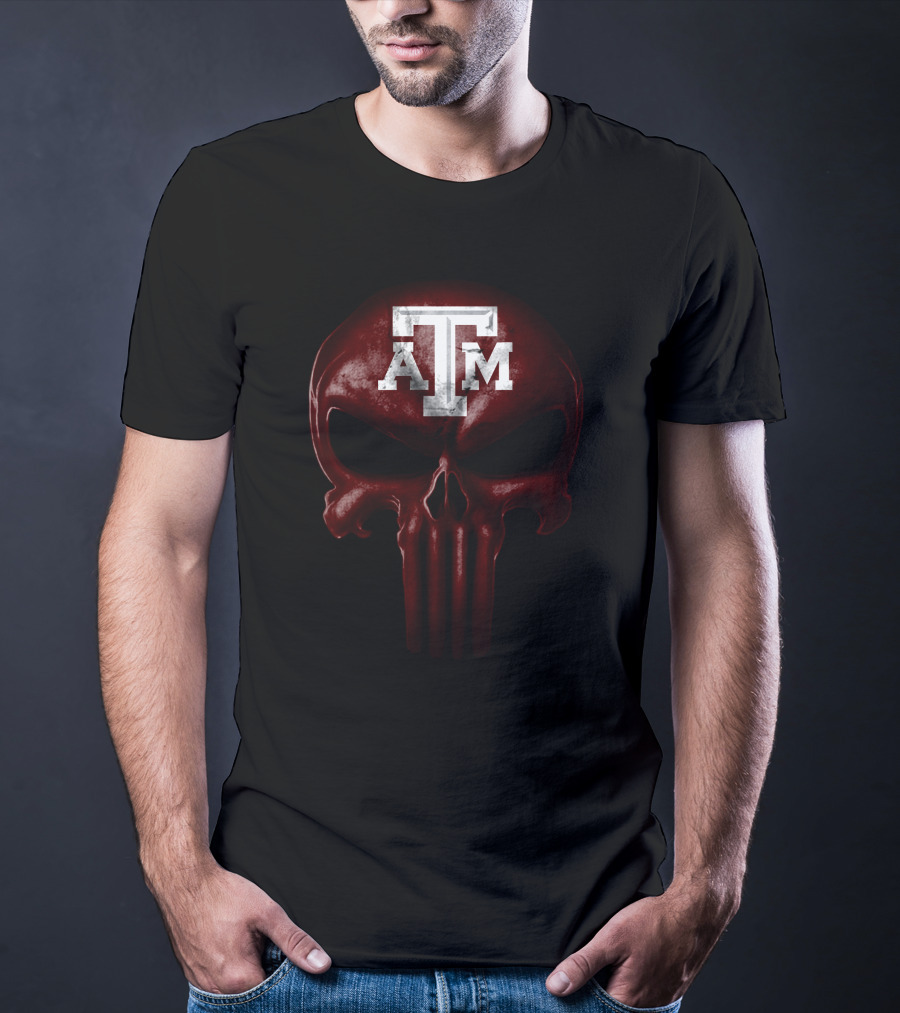 Texas A&M Aggies Skull Atm Logo Dark T-Shirt