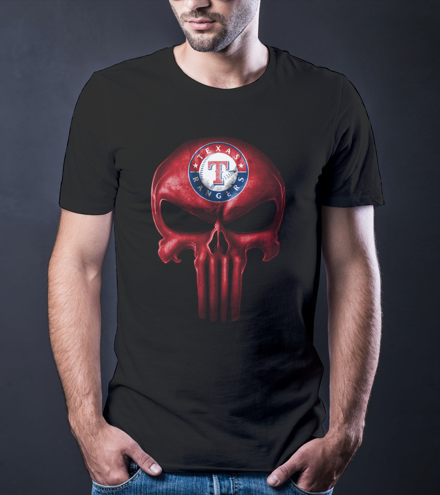 Texas Rangers Punisher Skull T-Shirt
