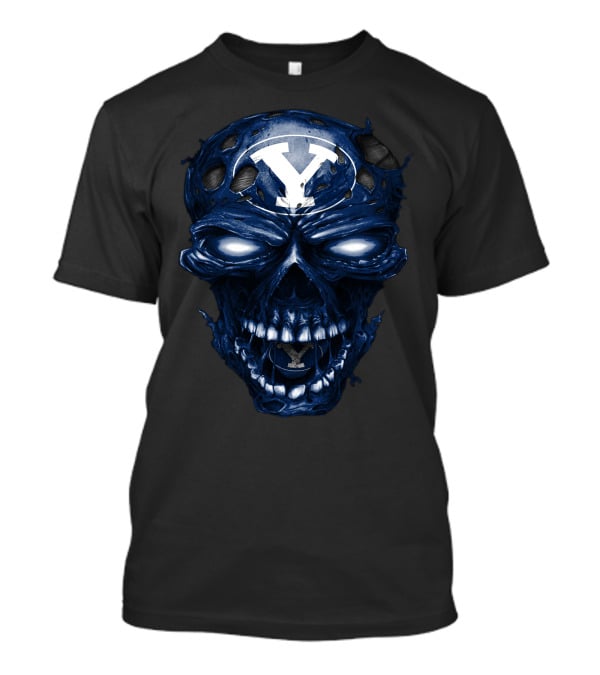 Byu Cougars Skull Football T-Shirt