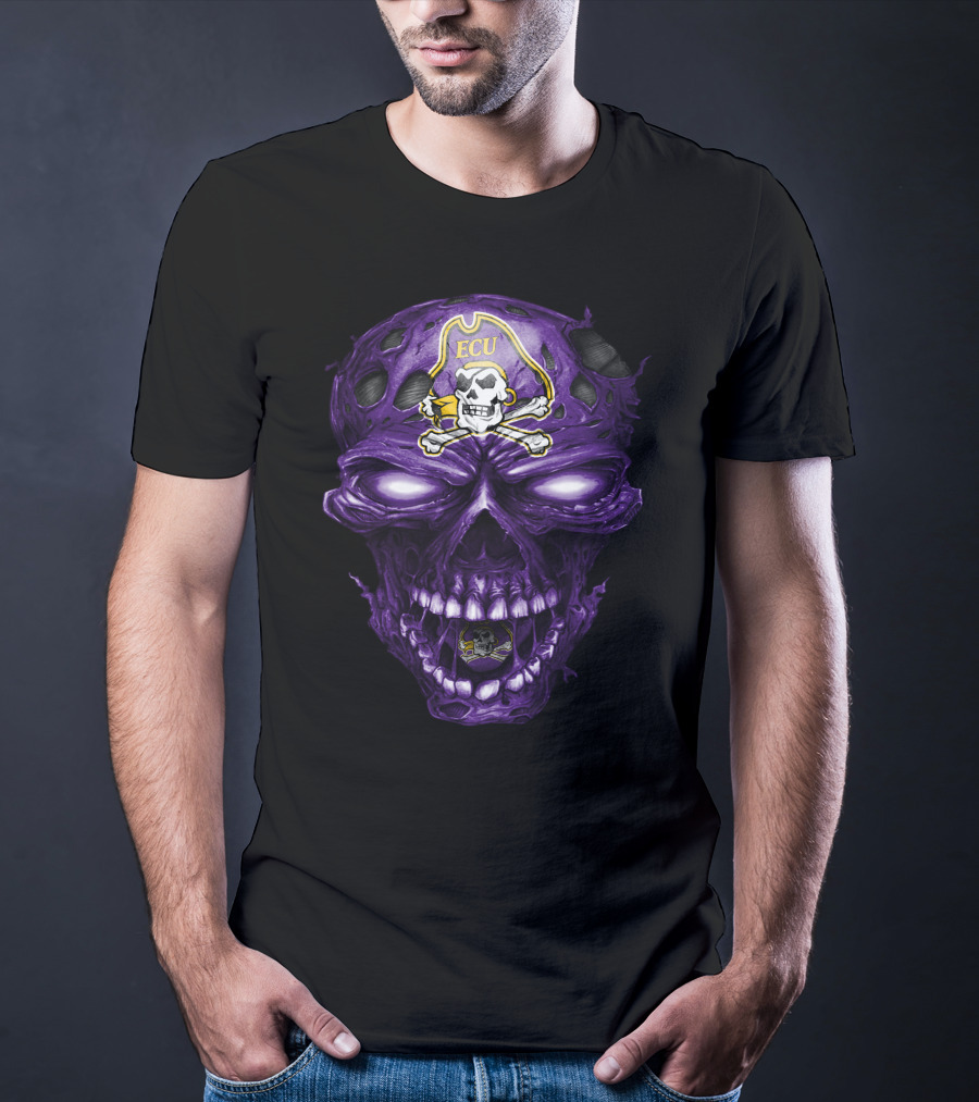 Ecu East Carolina Pirates Skull Purple Pirate T-Shirt