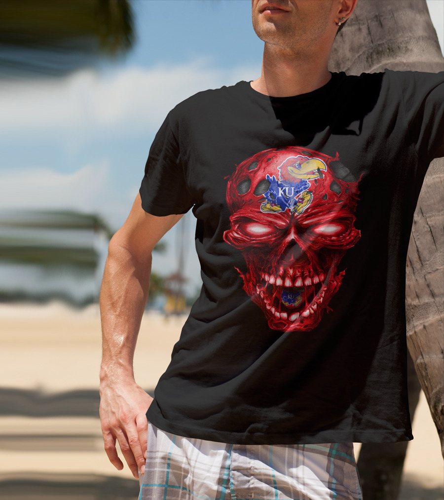 Ku Kansas Jayhawks Skull T-Shirt
