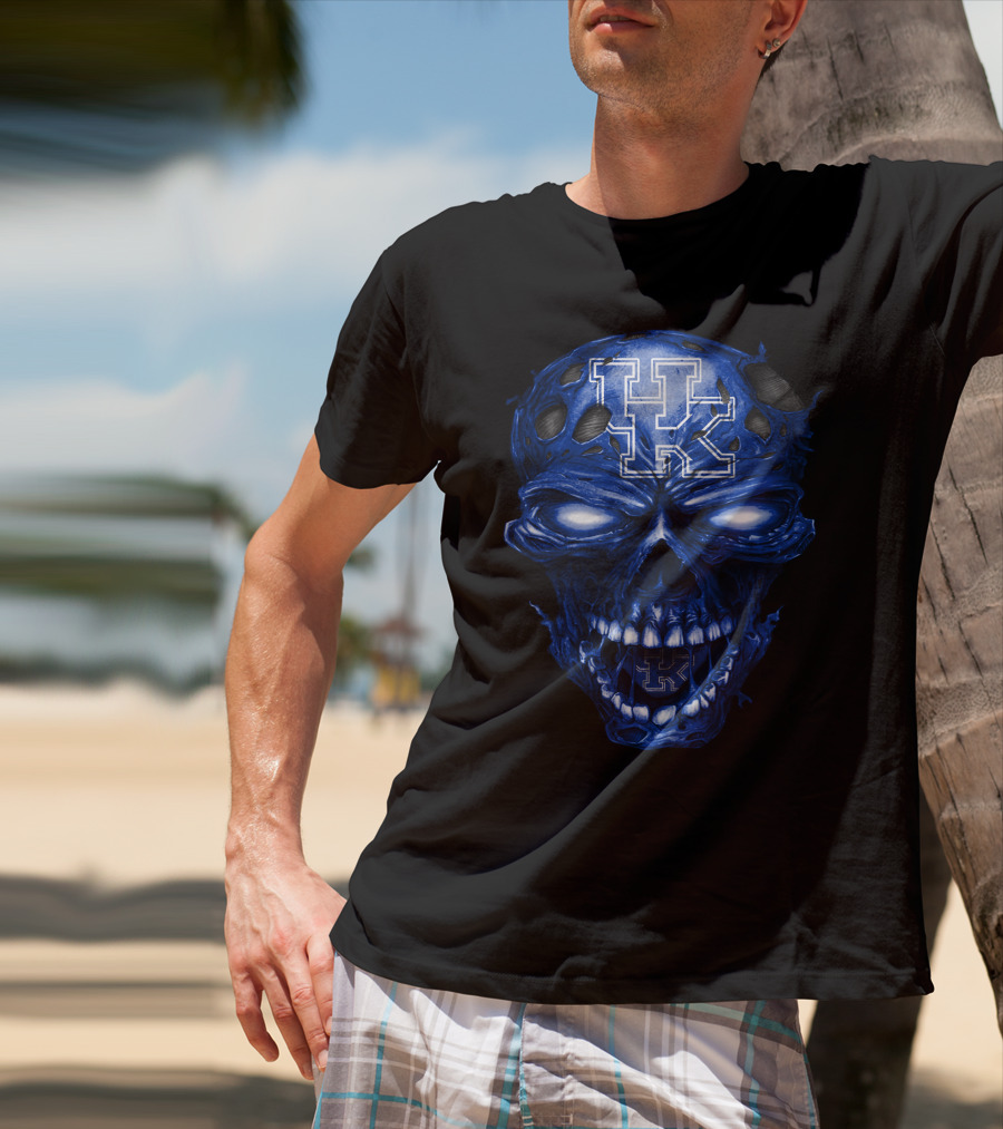 Kentucky Wildcats Blue Skull With Uk T-Shirt