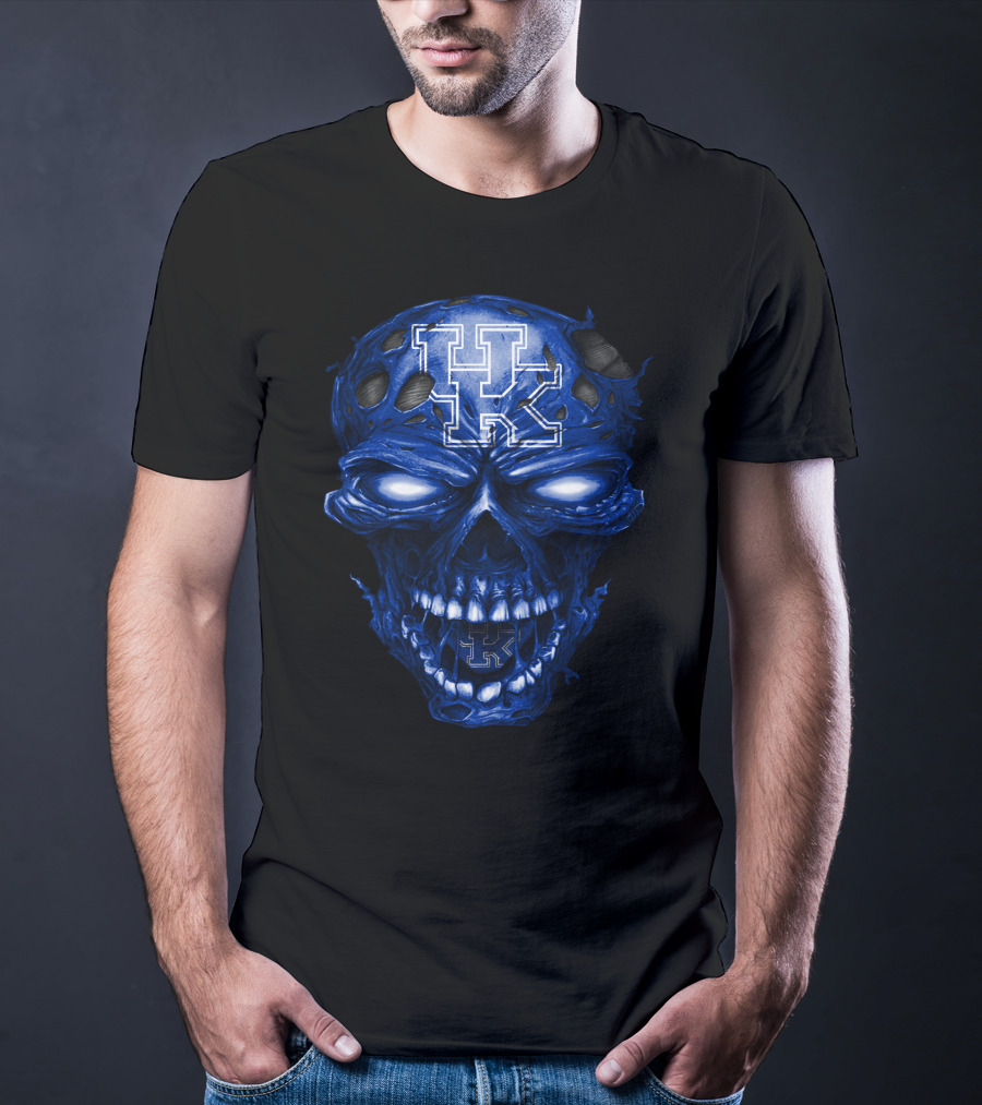 Kentucky Wildcats Blue Skull With Uk T-Shirt