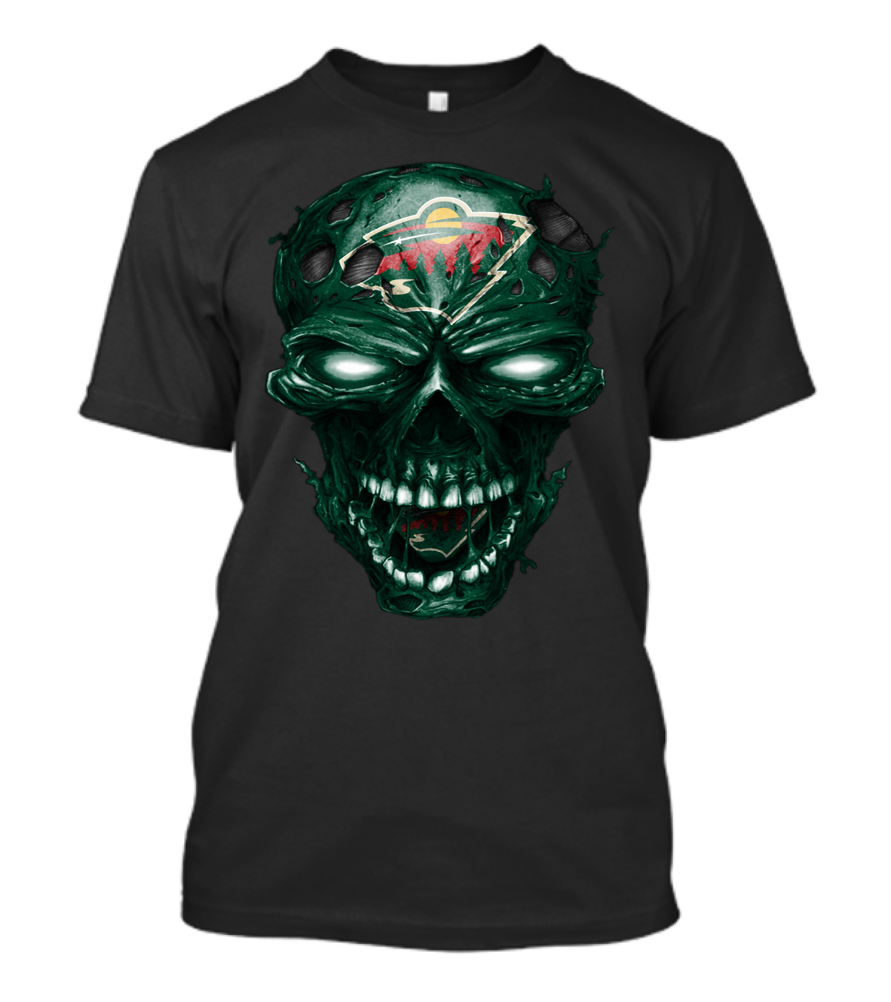 Minnesota Wild Skull Gothic Hockey Team Spirit T-Shirt
