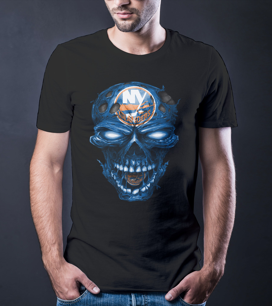 Ny Islanders Skull Logo Ice Hockey T-Shirt