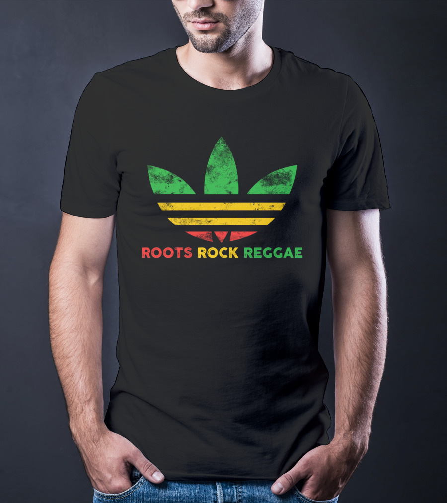 Roots Rock Reggae Three Stripe Leaf T-Shirt