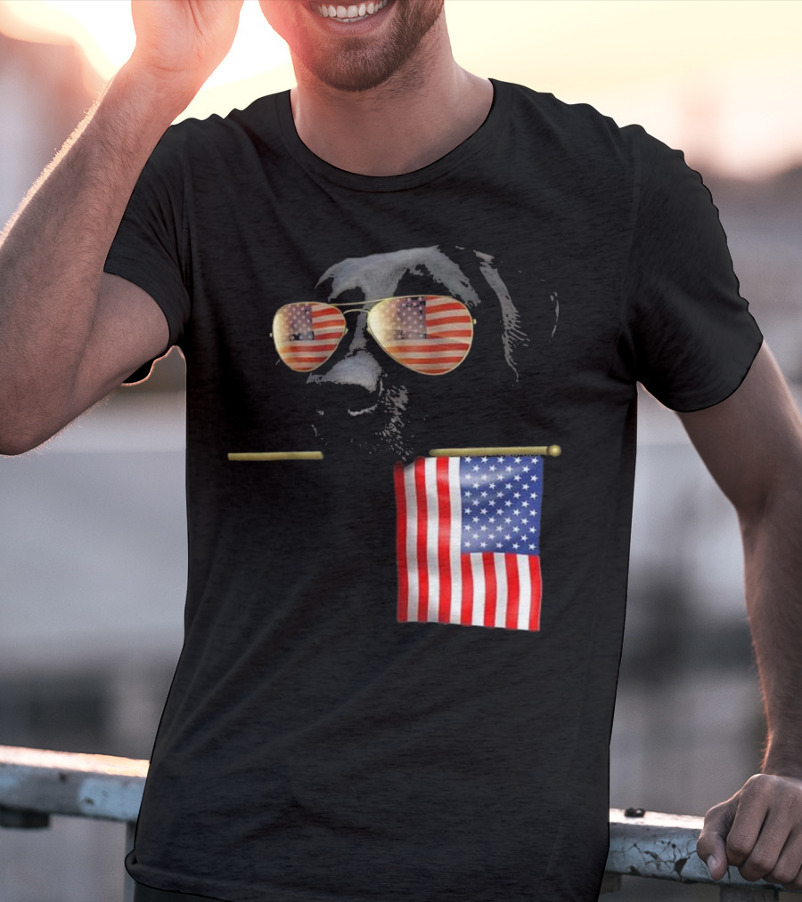 Patriotic Labrador With American Flag Shades Fourth Of July T-Shirt
