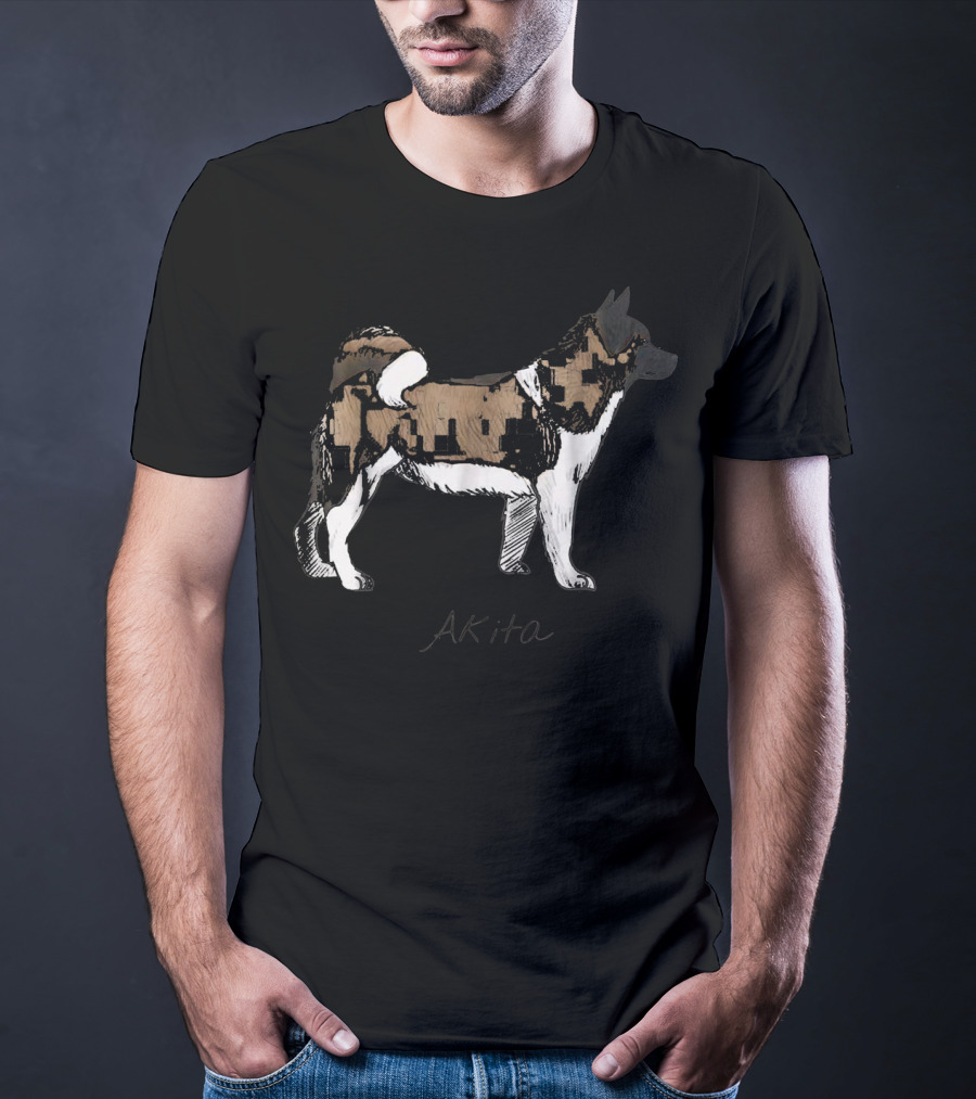 Akita Dog Illustration Fun Doggy T-Shirt
