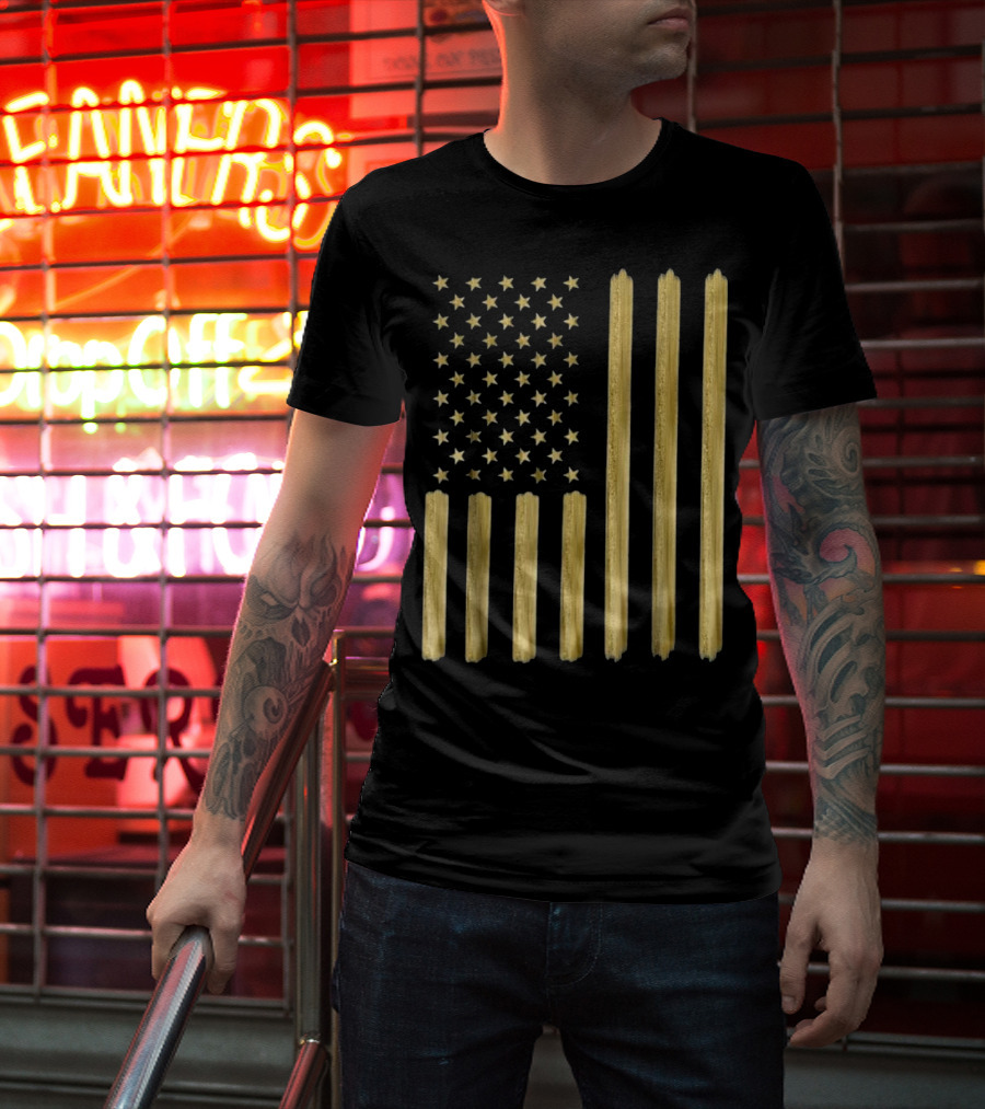 American Flag Faux Gold Paint T-Shirt