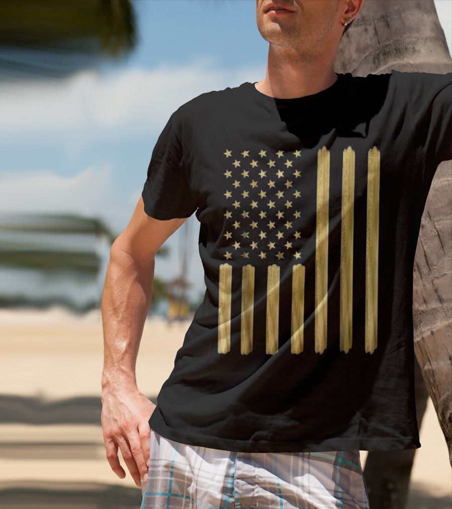 American Flag Faux Gold Paint T-Shirt