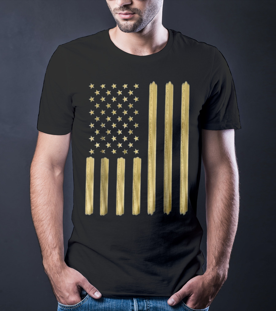 American Flag Faux Gold Paint T-Shirt
