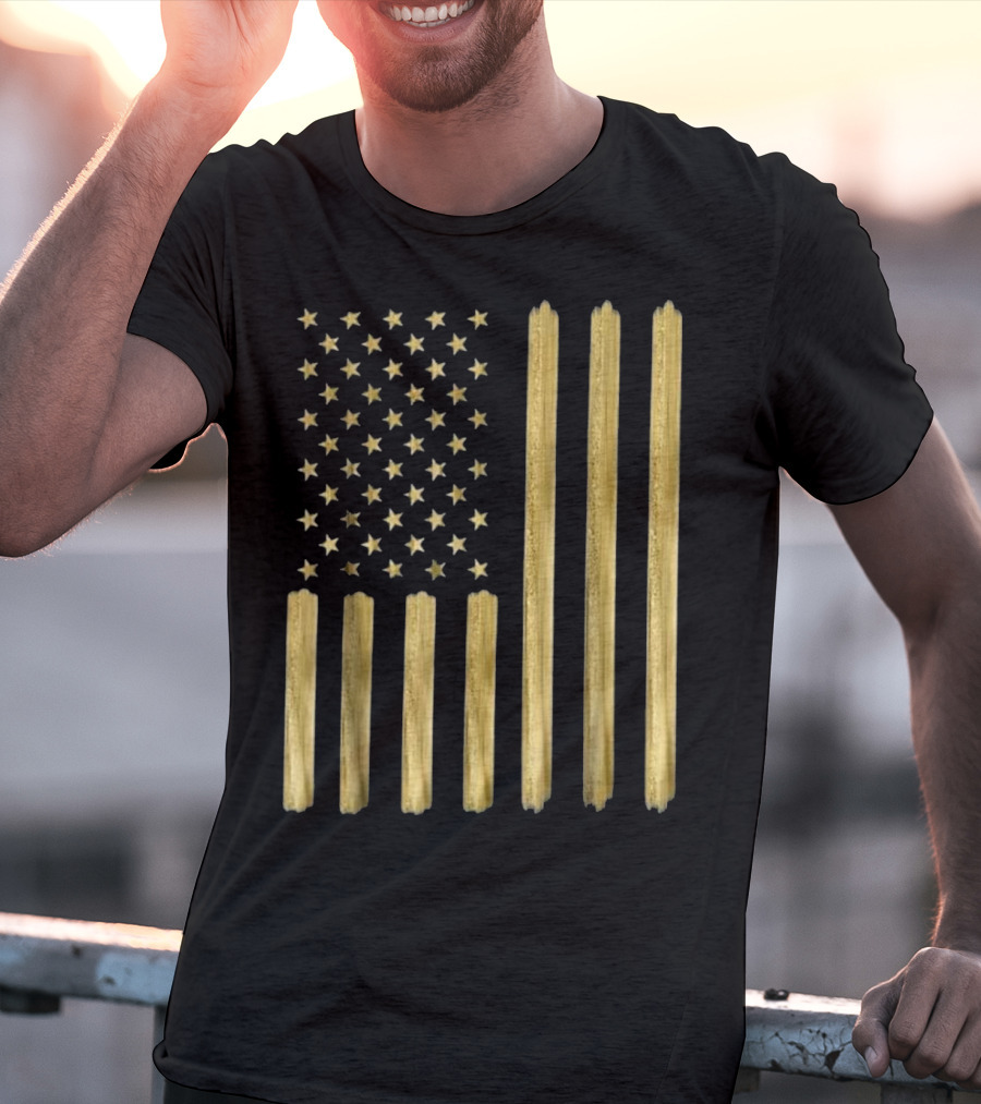 American Flag Faux Gold Paint T-Shirt
