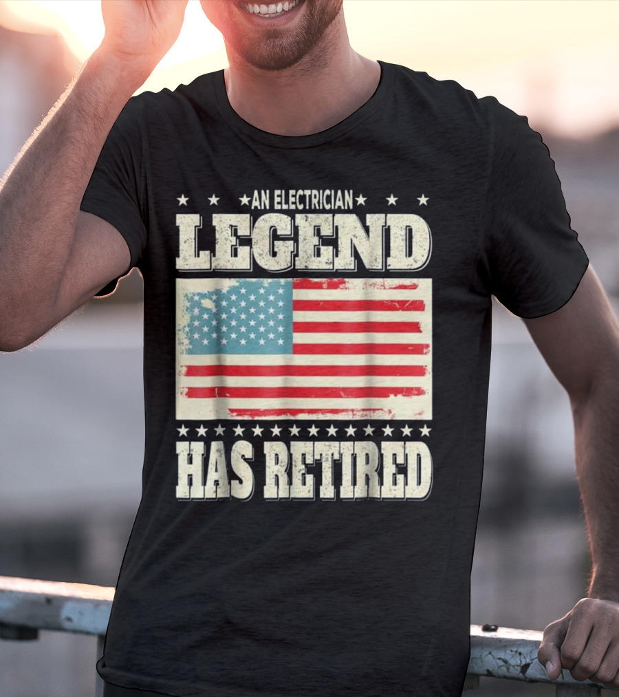 An Electrician Legend Has Retired American Flag T-Shirt