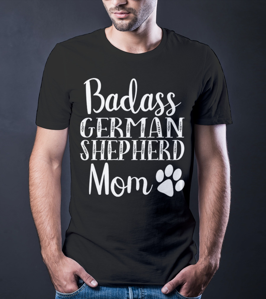 Badass German Shepherd Mom Paw Print Icon Funny Dog T-Shirt