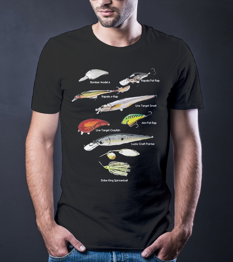 Bass Fish Lures Baits Bomber Rapala Live Target Lucky Craft Strike King T-Shirt