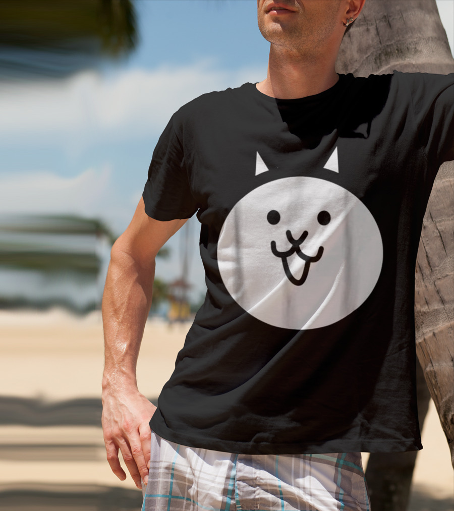 Battle Cat Meme Face Icon Cute Minimalist Circle T-Shirt