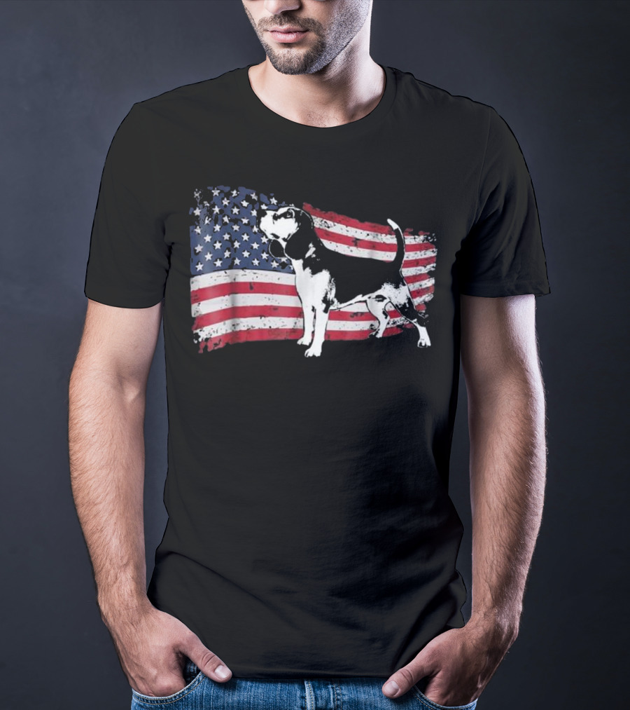Beagle Dog American Flag Fun T-Shirt