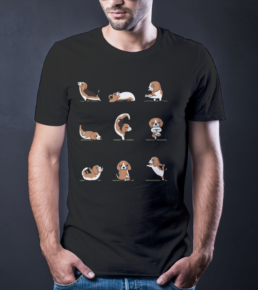 Beagle Yoga Poses Funny Hueb T-Shirt