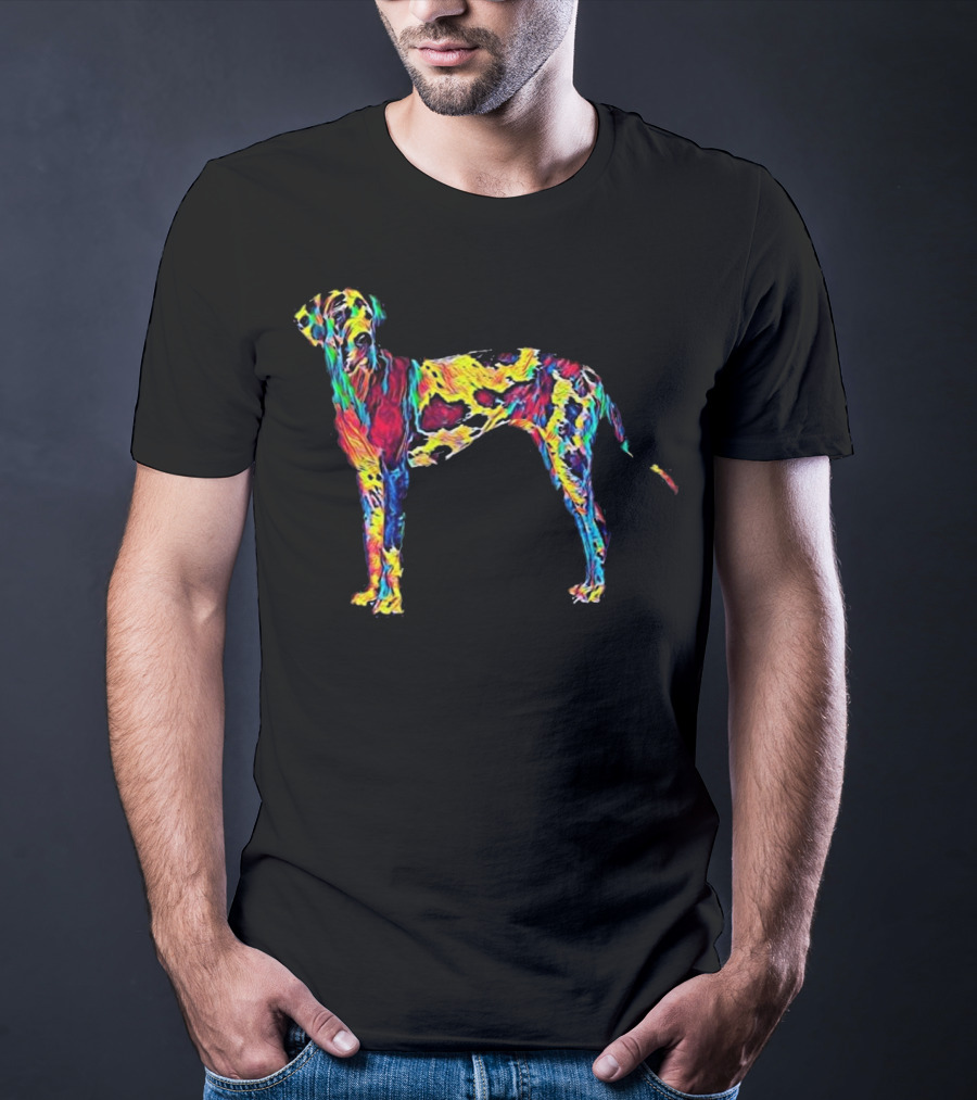 Big Dog Great Dane Colorful Psychedelic T-Shirt