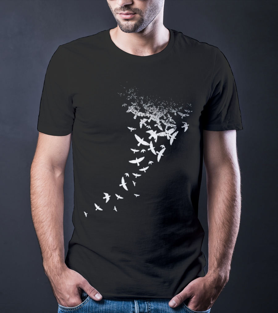 Birds In Flight Silhouette Pattern Flock T-Shirt