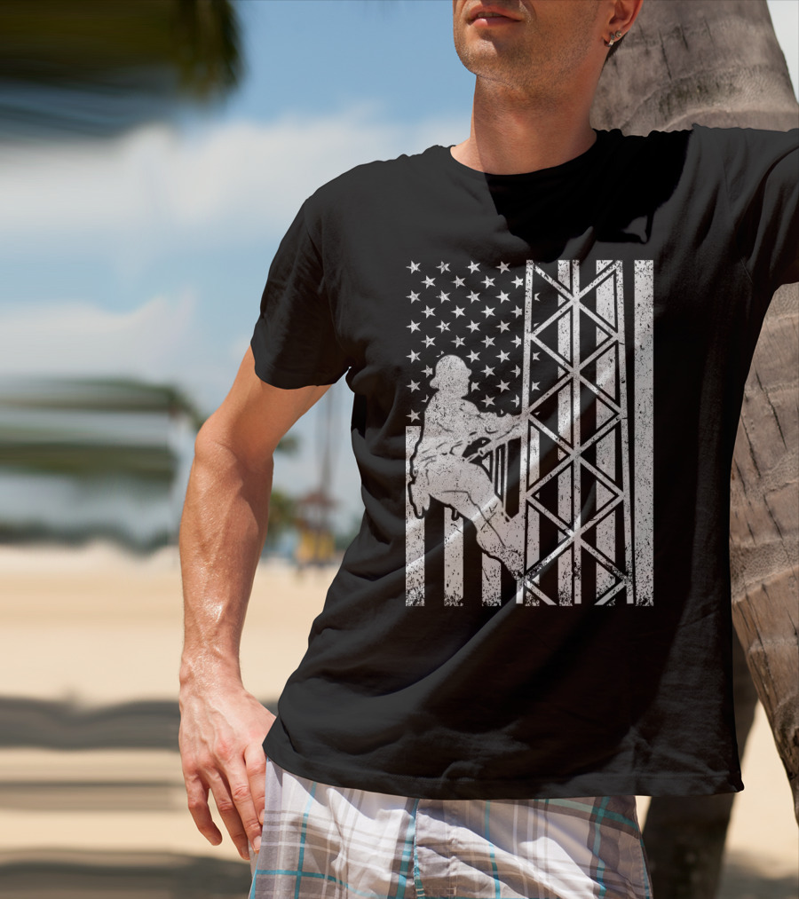 American Flag Tower Climbing T-Shirt