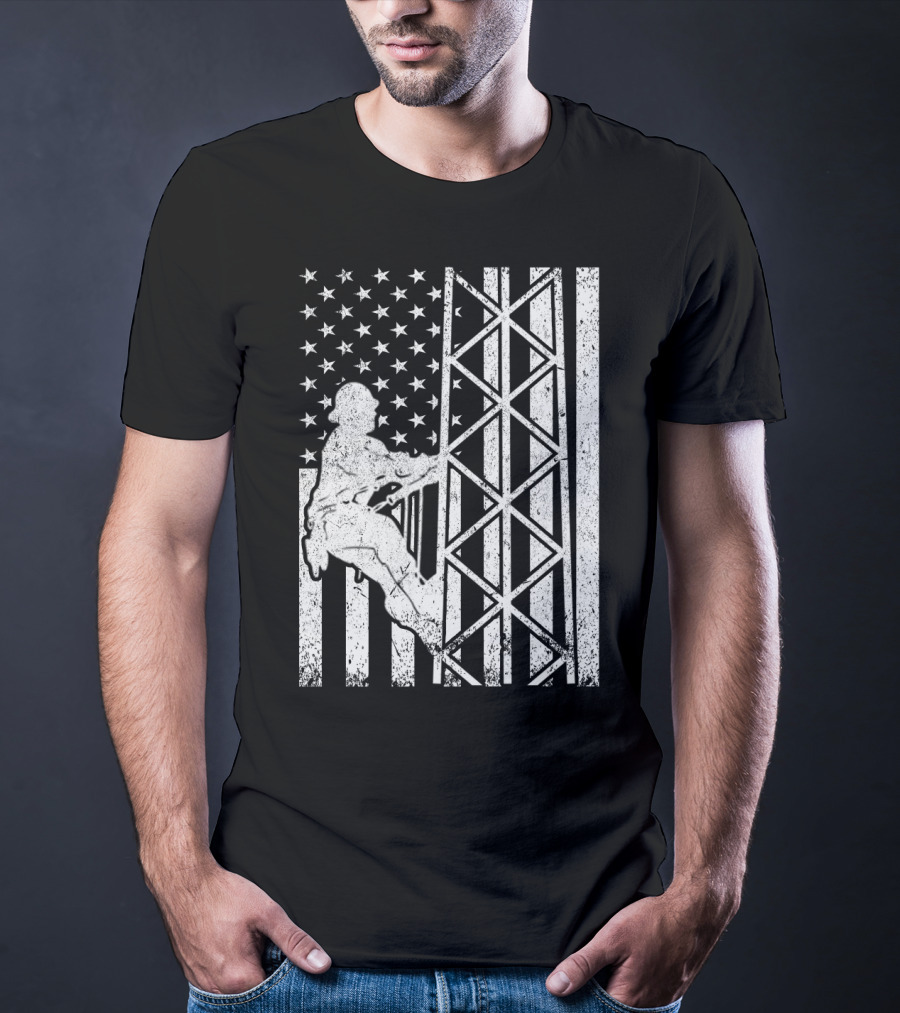 American Flag Tower Climbing T-Shirt