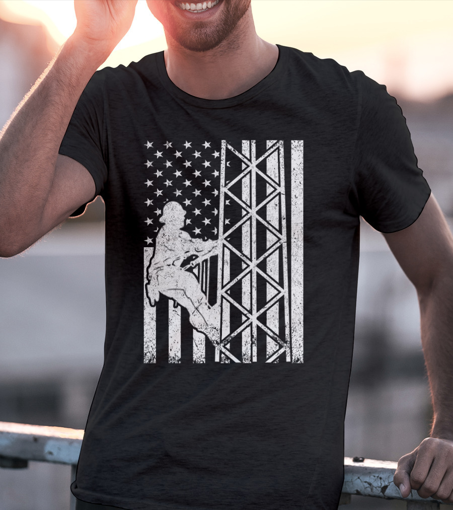 American Flag Tower Climbing T-Shirt
