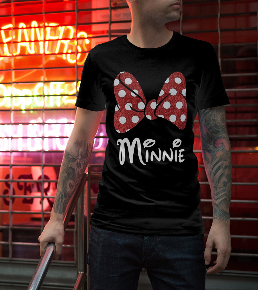 Disney Minnie Mouse Glitter Bow Red Polka Dot Minnie T-Shirt