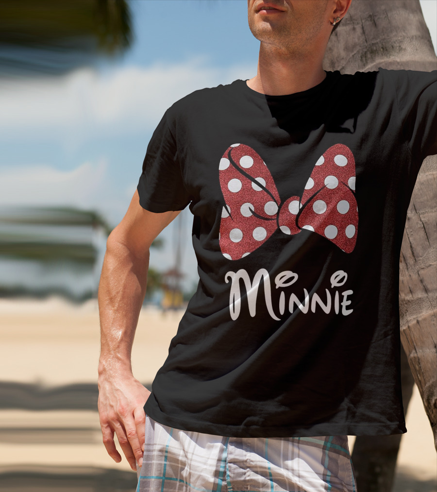Disney Minnie Mouse Glitter Bow Red Polka Dot Minnie T-Shirt