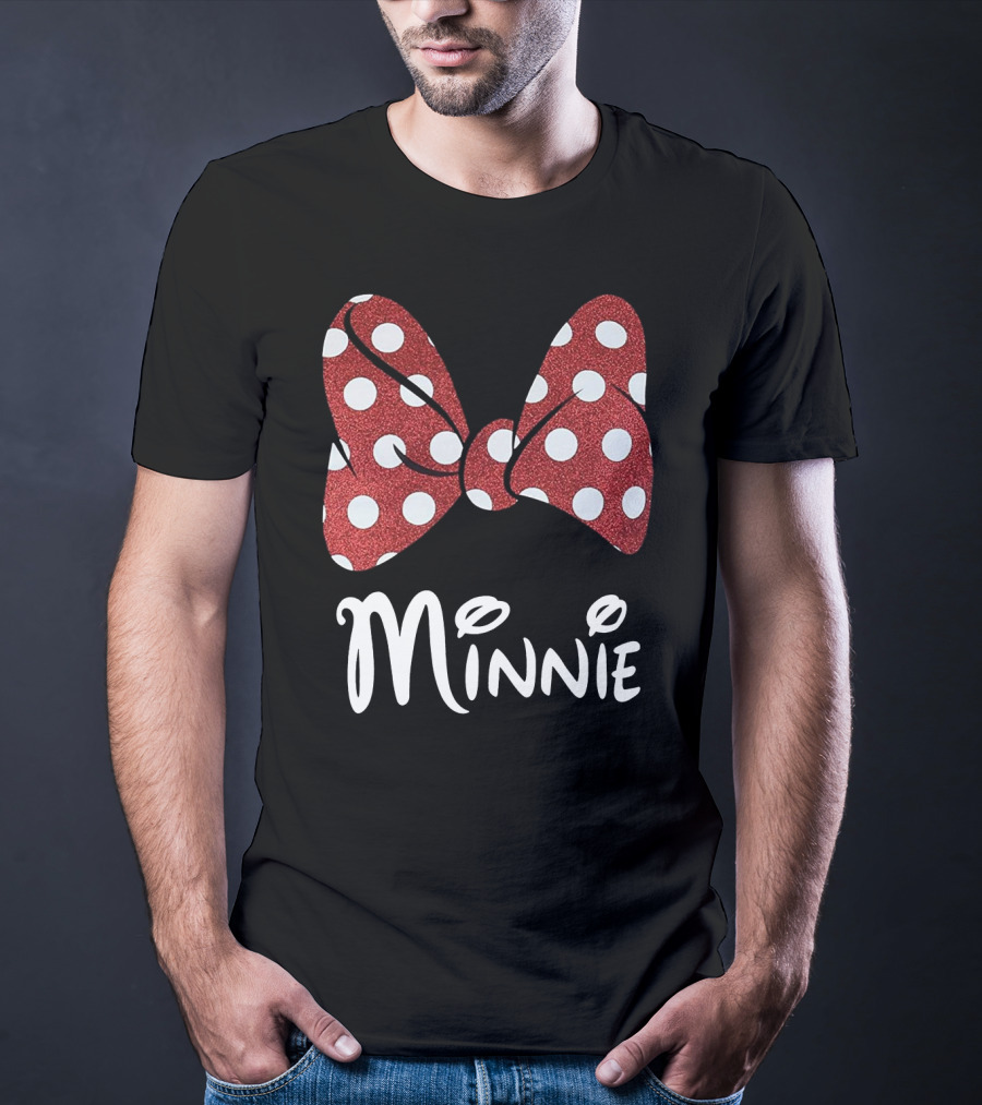 Disney Minnie Mouse Glitter Bow Red Polka Dot Minnie T-Shirt
