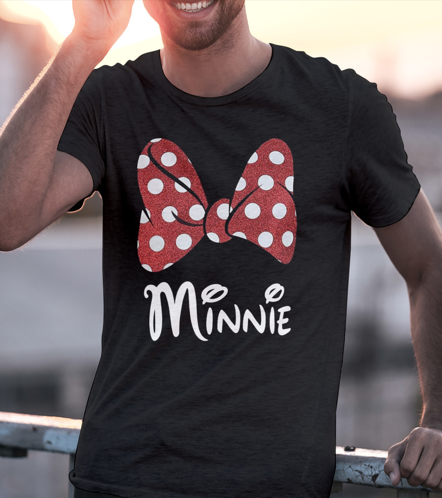 Disney Minnie Mouse Glitter Bow Red Polka Dot Minnie T-Shirt