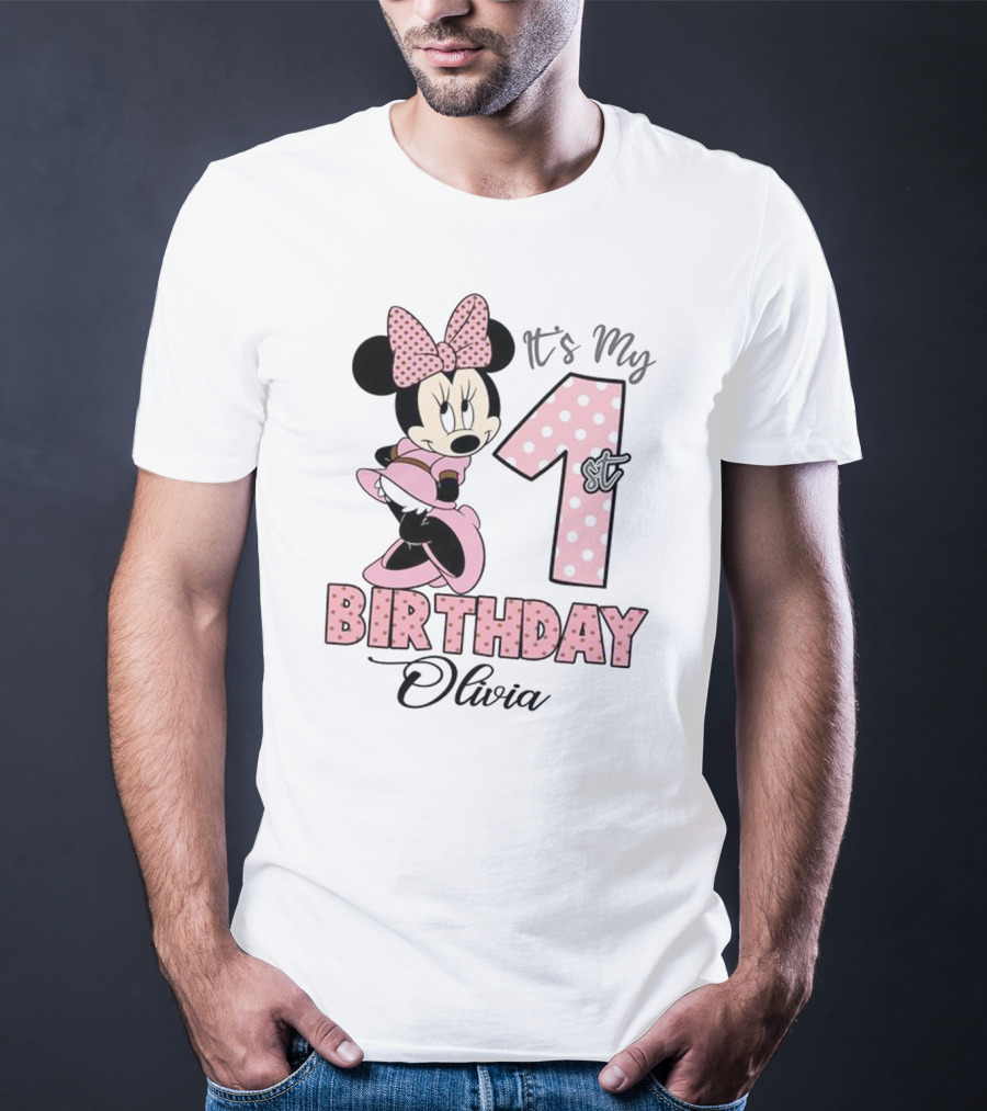 Minnie Mouse It's My 1st Birthday Olivia Party T-Shirt