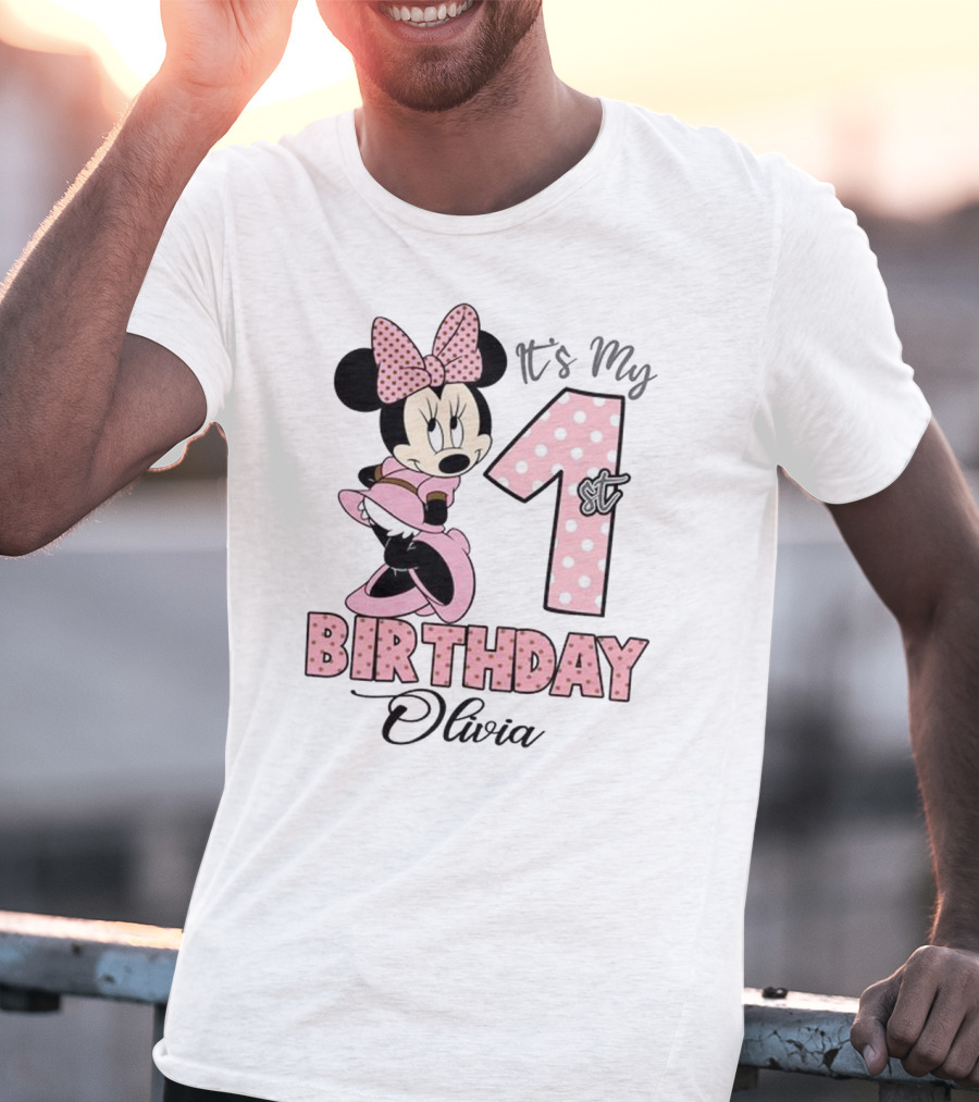 Minnie Mouse It's My 1st Birthday Olivia Party T-Shirt