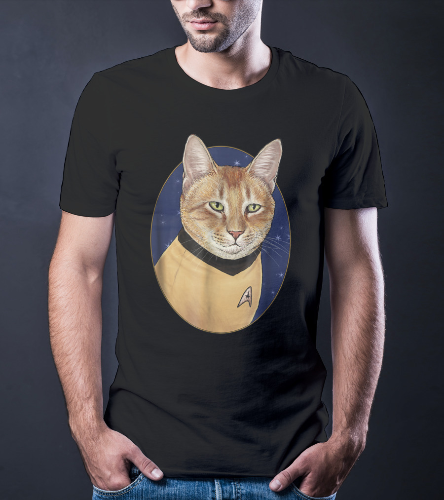 Cat Captain Kirk Starfleet Uniform Star Trek T-Shirt