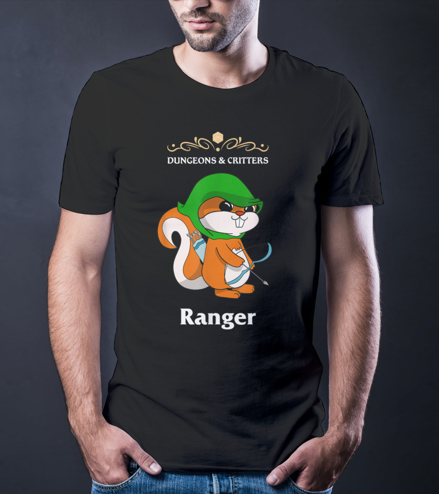 Dungeons And Critters Squirrel Ranger Bow And Arrows T-Shirt