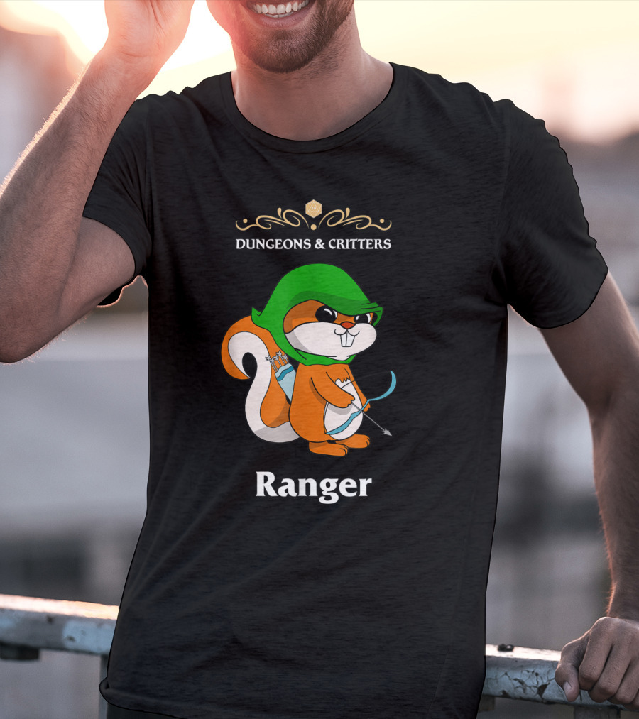 Dungeons And Critters Squirrel Ranger Bow And Arrows T-Shirt