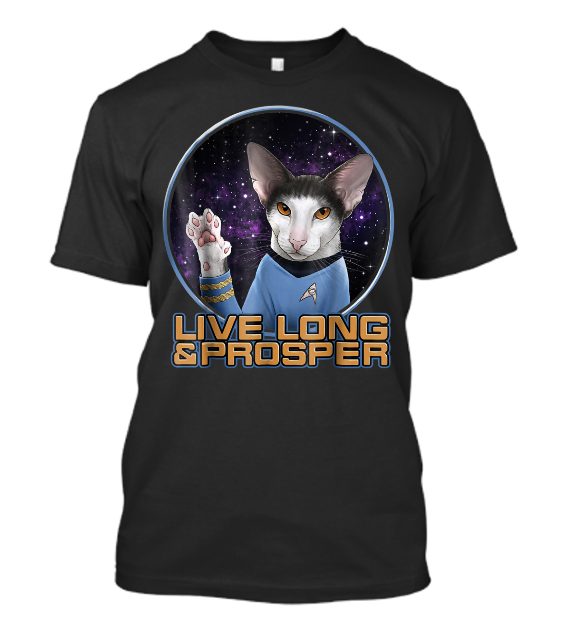 LIVE LONG And PROSPER Spock Cat In Space T-Shirt