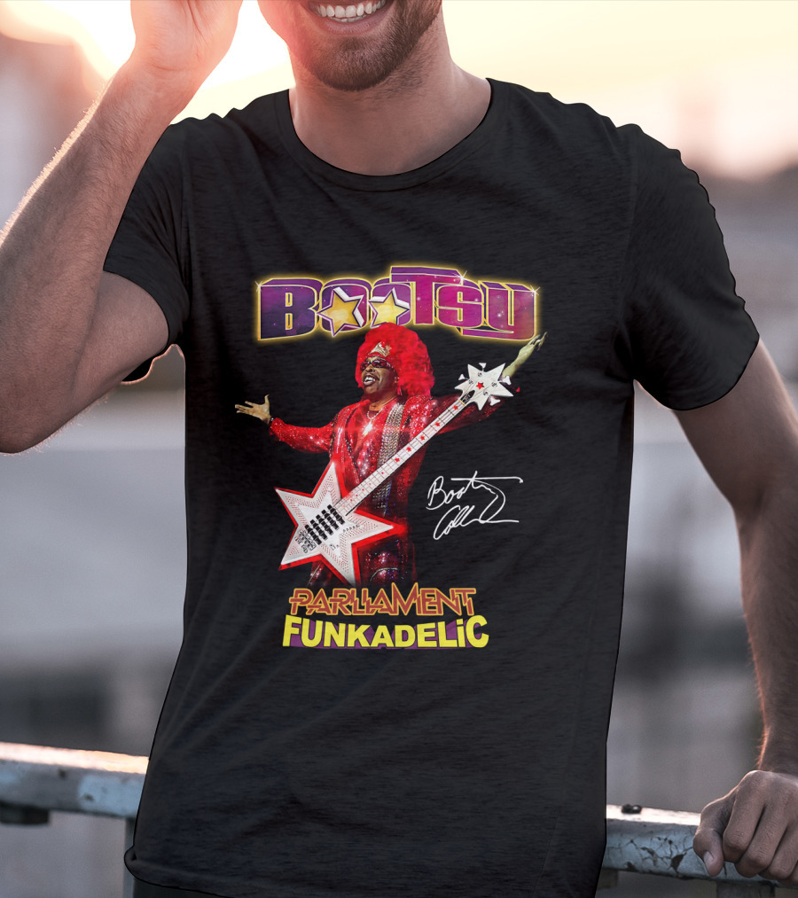 Bootsy Collins Parliament Funkadelic Star Bass Guitar Signature T-Shirt